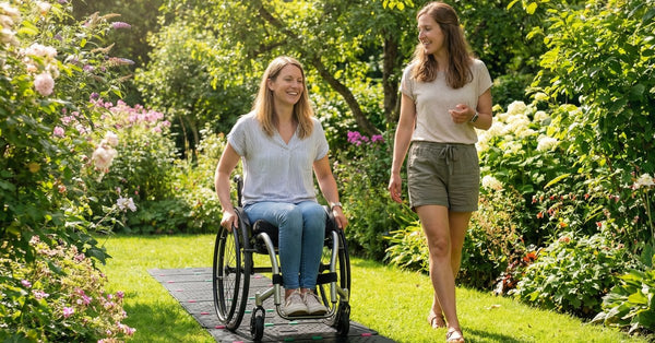 Camino de jardín accesible sin pavimentar: caminos móviles para silla de ruedas y andador