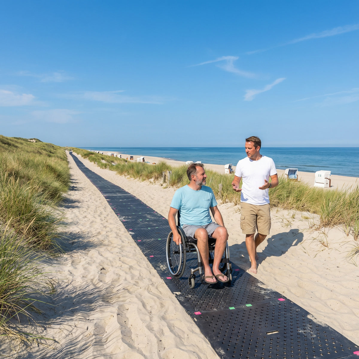 Lange Wege am Strand für RollstuhlfahrerInnen - TRAIL-MATE ermöglicht Zugänge für alle 