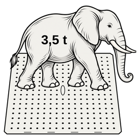 Symbol Elefant mit 3,5 t auf einer TRAIL-MATE Wegeplatte – robust und stabil